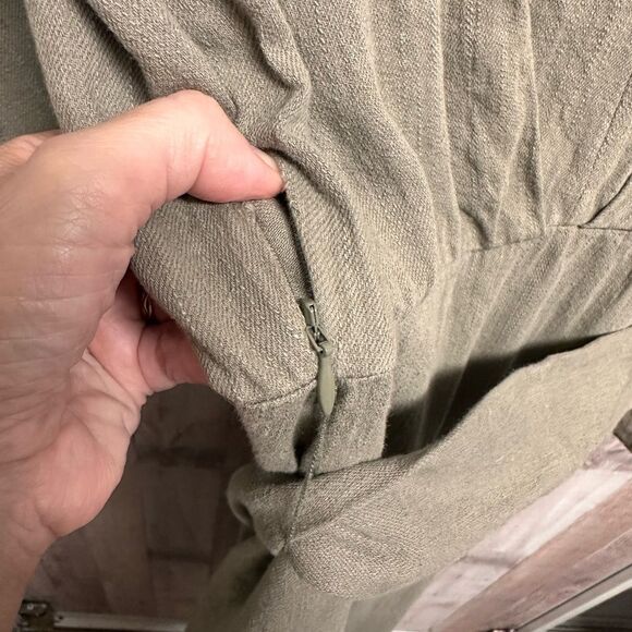 SOLD❌Zara Linen blend khaki midi dress - Picture 14 of 15